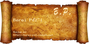 Berei Pál névjegykártya